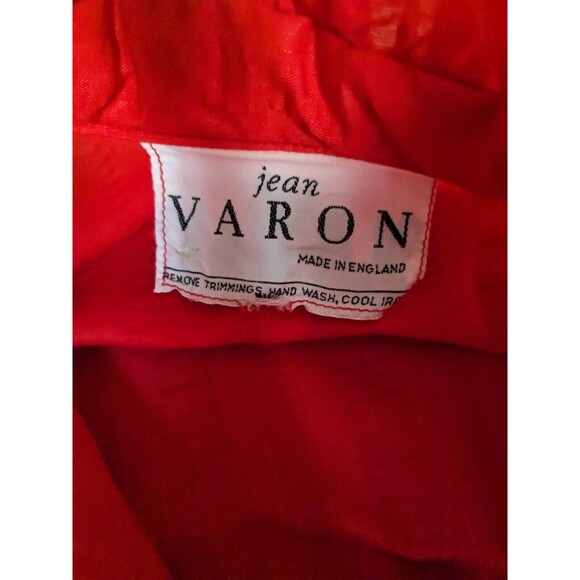 Jean Varon dress, 1960s / 1970s ruffled shirt dress, long bishop Sleeves RED - Picture 5 of 7